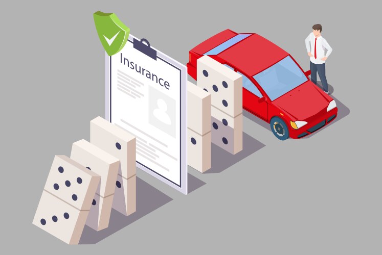 Car insurance policy stopping domino effect vector image