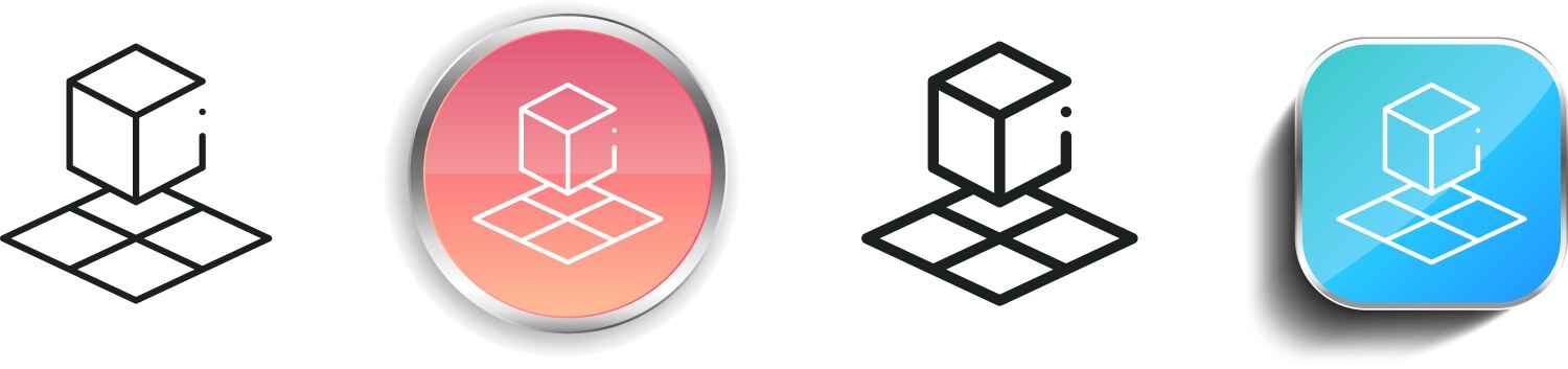 Cube icon thin linear regular and button style vector image