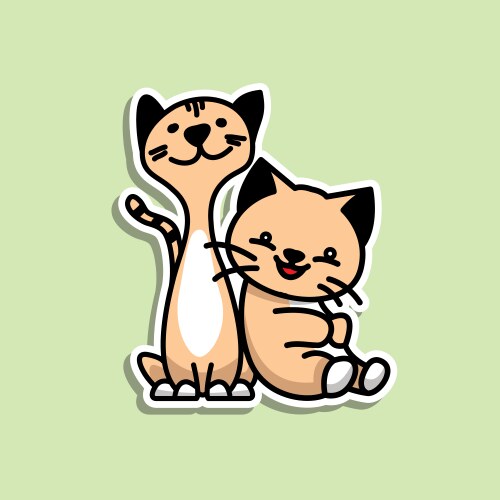 Cute animal cat sticker design Vector Image