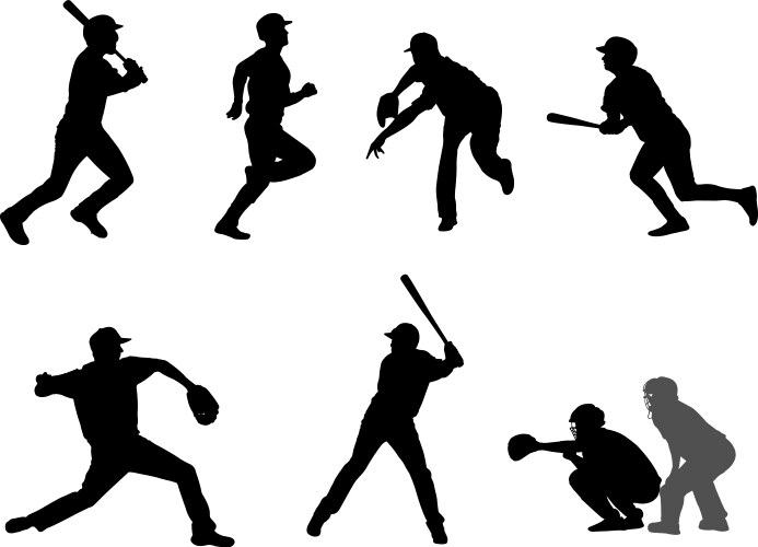 Baseball Silhouettes - Sports Action Vector Image