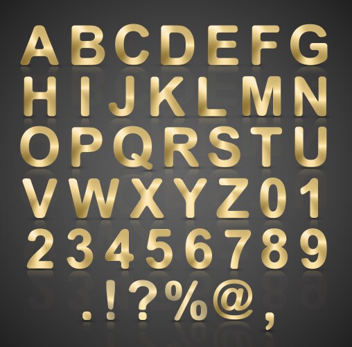 English alphabet with glitter letters in gold Vector Image