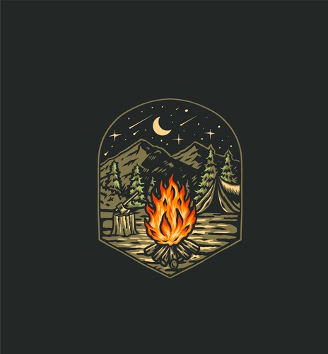 Bonfire hand drawn line style with digital color Vector Image