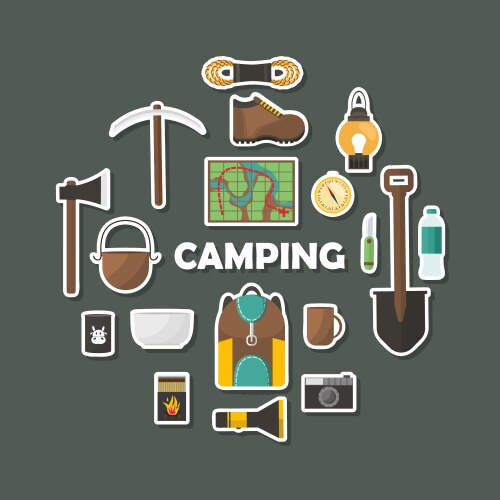 Traveling camping composition Royalty Free Vector Image