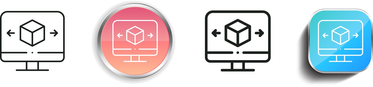 Cube icon thin linear regular and button style vector image