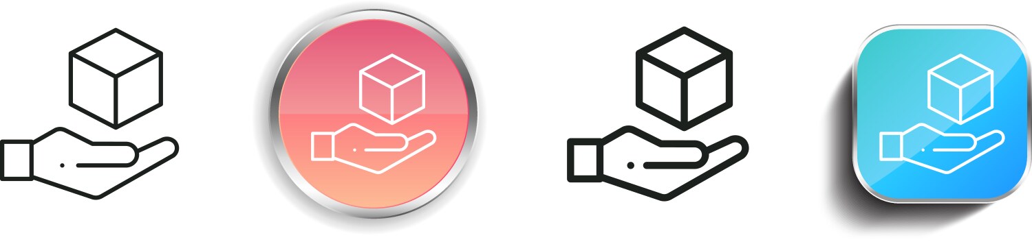Cube icon thin linear regular and button style vector image