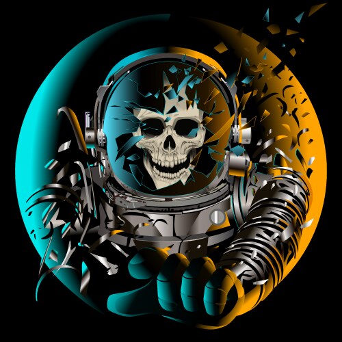 Astronaut skull spacial broken helmet Vector Image