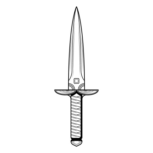 Black metal dagger blade weapon doodle outline Vector Image