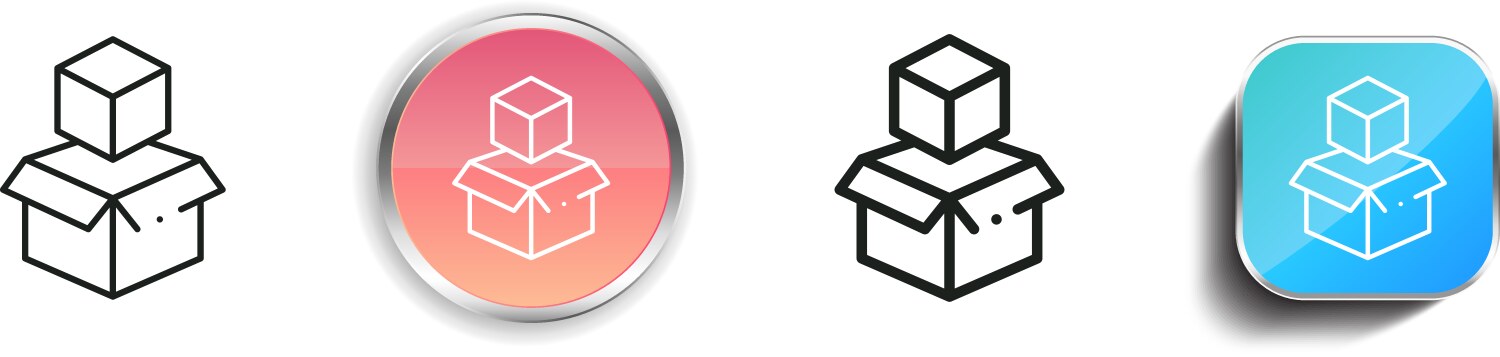 Cube icon thin linear regular and button style vector image