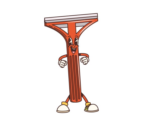 Cartoon squeegee groovy cleaning tool character vector image