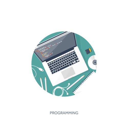 Programmingcoding flat computing background vector image