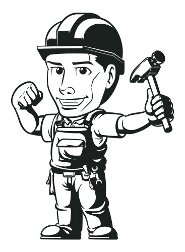 Silhouette industrial construction worker safety vector image