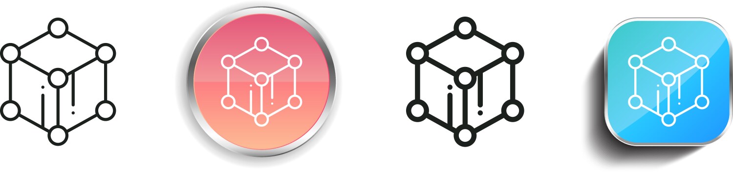 Cube icon thin linear regular and button style vector image