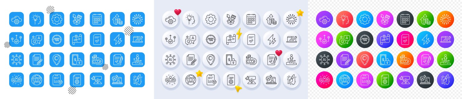 Idea tips and cloud computing line icons for web vector image