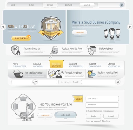 Web site menu navigation Royalty Free Vector Image
