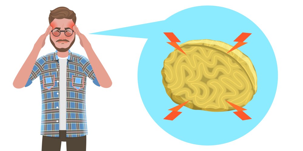 Crazy man with a headache Royalty Free Vector Image