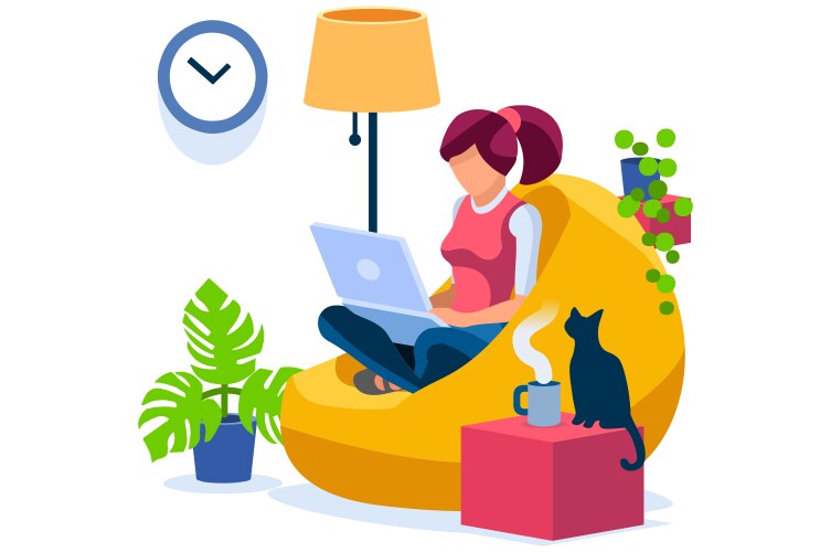 Woman working at home office vector image