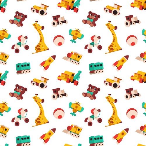 Cartoon toys pattern seamless print with kid vector image