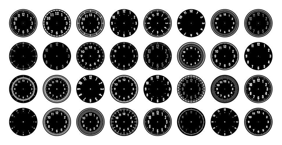 mechanical clock faces watch dial with numerals vector image