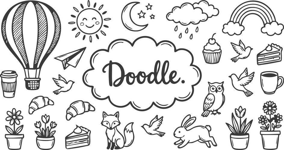 Doodle collection hand drawn with various Vector Image