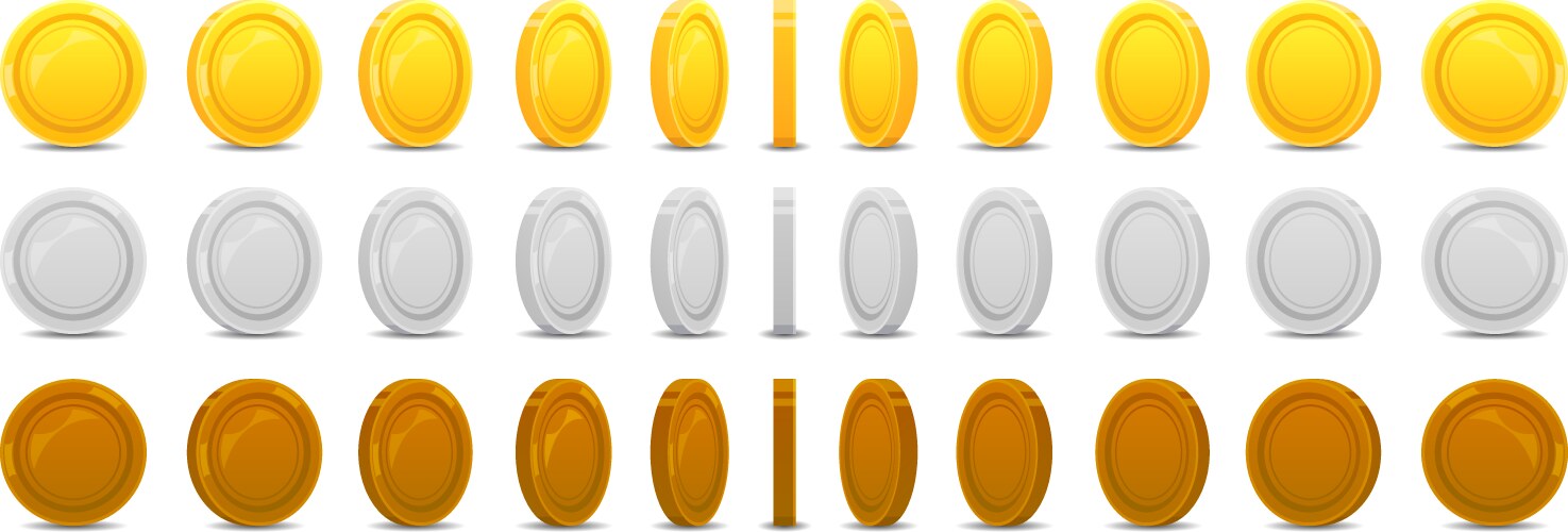 Golden coin animation game ui icon with rotating vektorbild
