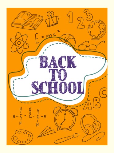 Back to School Doodle - Orange Vector Image