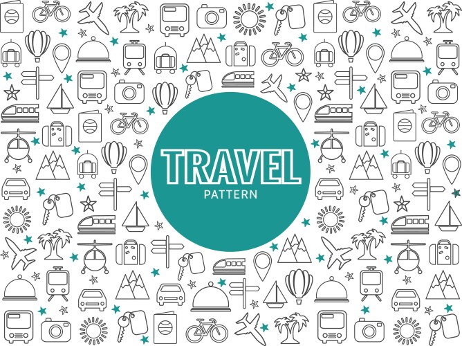 Travel line icons pattern Vector Image