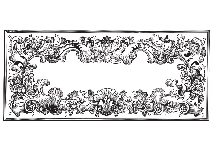 Antique frame engraving Royalty Free Vector Image