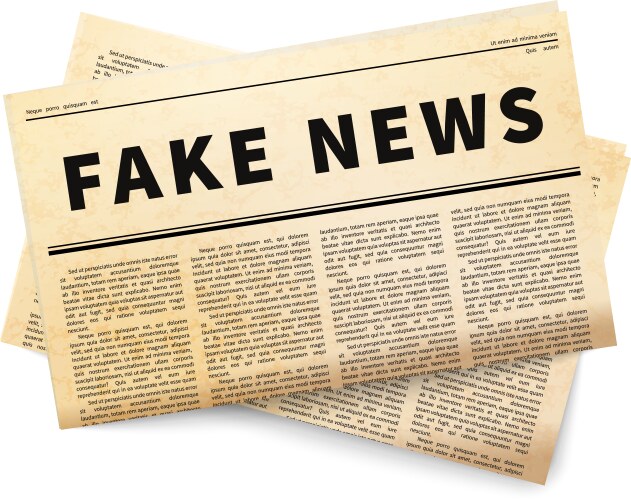 Fake news header old yellow folded newspaper icon vector image