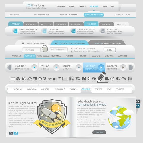 Navigation menus for website Royalty Free Vector Image