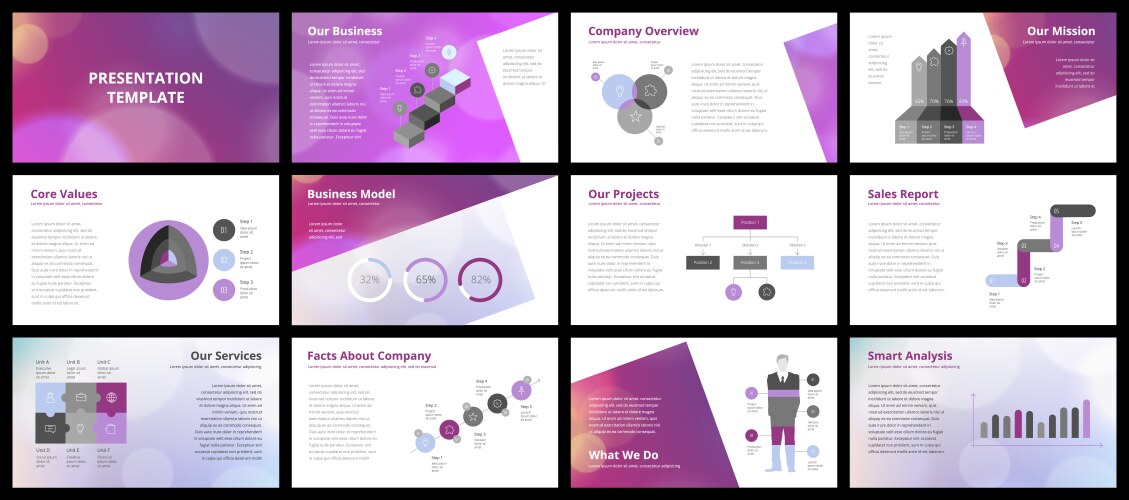 Purple polygon presentation templates flat design Vector Image