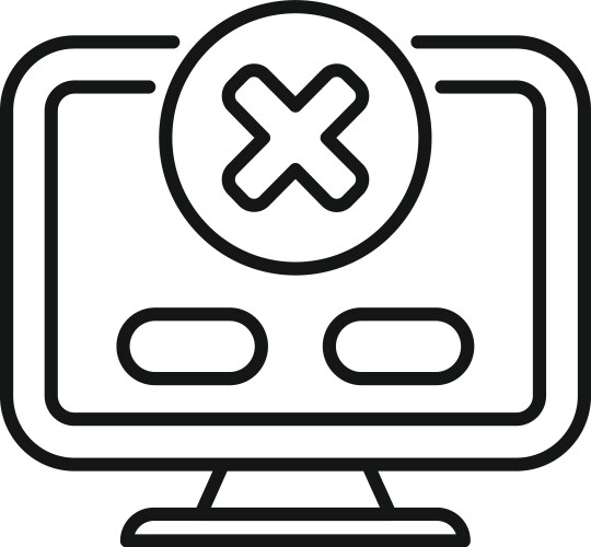 Computer showing error message with delete cross vector image