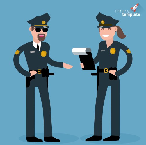 Flat design man and woman police officers vector image