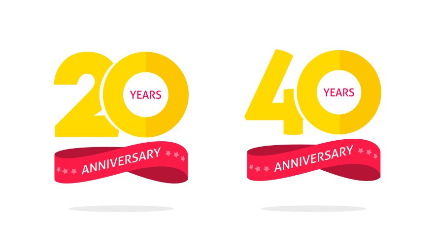 20 40 years anniversary badge jubilee birthday vector image vector image