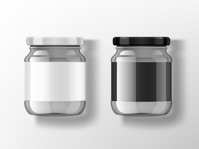 glass jar with black and white labels lids vector