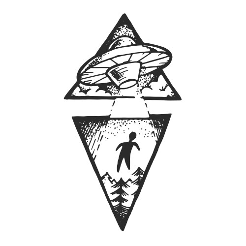 Alien abduction vintage tattoo Vector Image