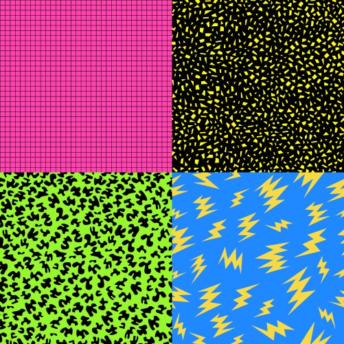Retro 80s seamless pattern background set Vector Image