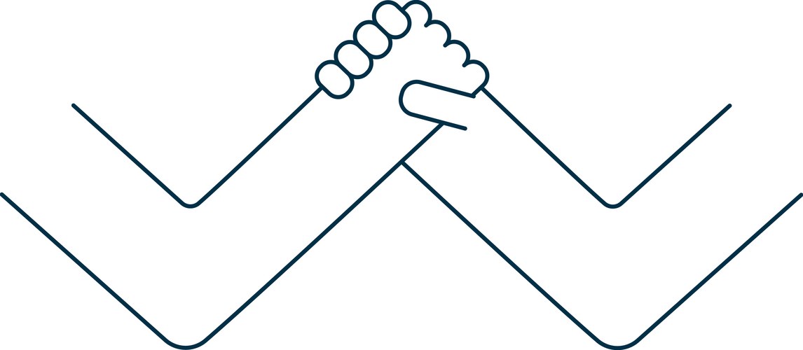 Two hands clasped in wrestling handshake isolated Vector Image