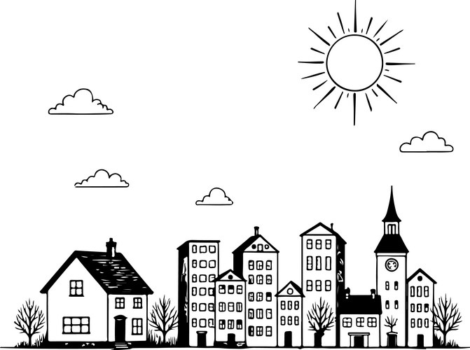 Charming European Sketch Vector Image