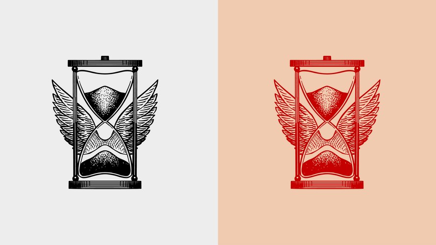Vintage Hourglass with Wings Vector Image
