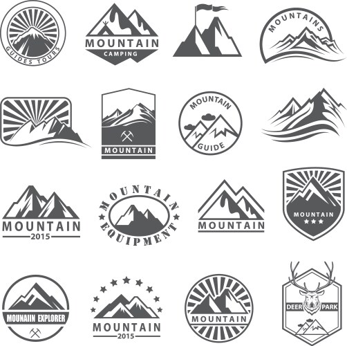 Mountain Icon Set - Diverse Styles Vector Image