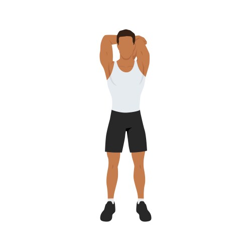 Man doing cable triceps kickbacks exercise Vector Image