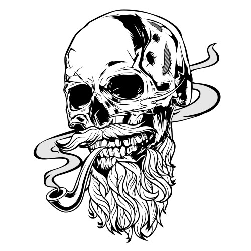 Old Man Skull with Pipe Vector Image