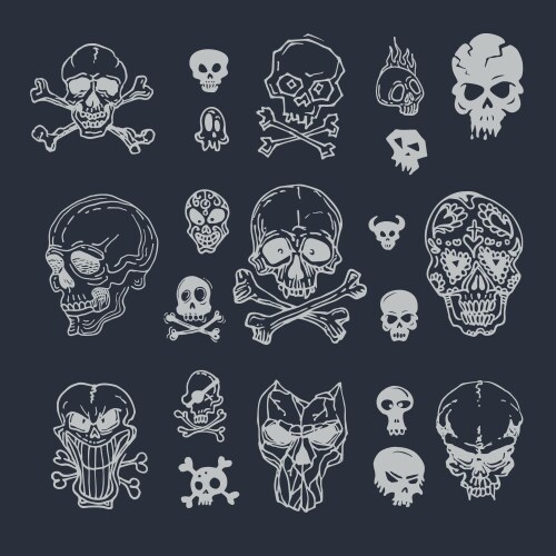 Pirate skull emblem with crossed bones Vector Image