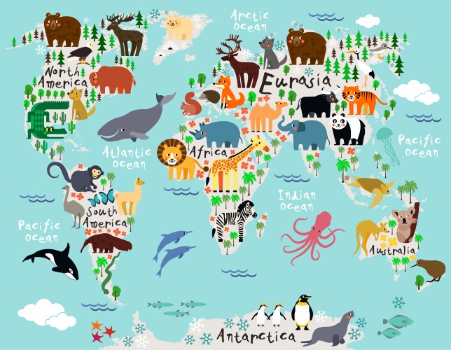 Colorful ancient world map Royalty Free Vector Image