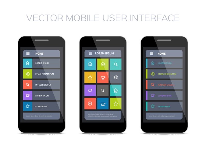 Mobile ui design with login Royalty Free Vector Image