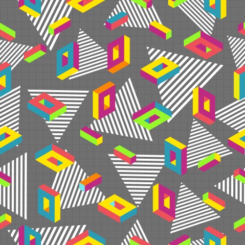 Retro 80s doodle pattern background Royalty Free Vector