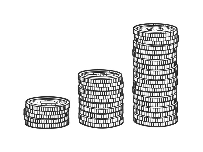 Coin Stacks Sketch Vector Image