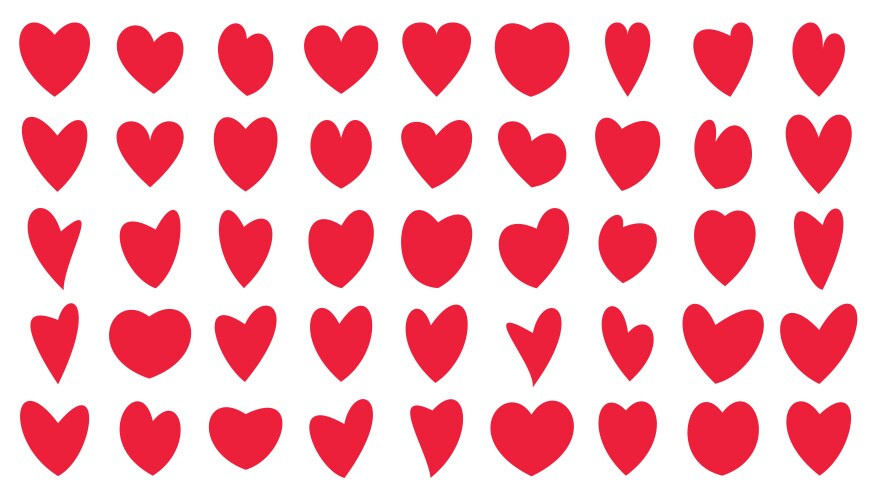 Set of different heart shapes icons and symbols vector image