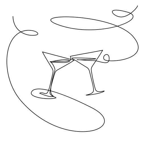 Wine glass continuous line draw minimalistic Vector Image