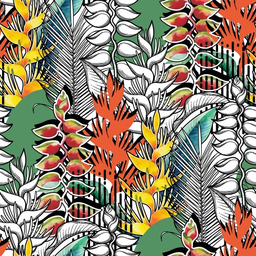 Combined heliconia pattern vector image